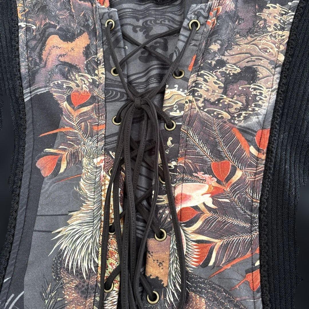 OzzOneste オッズオン オッズオネスト 和柄長袖ひざ丈ワンピース