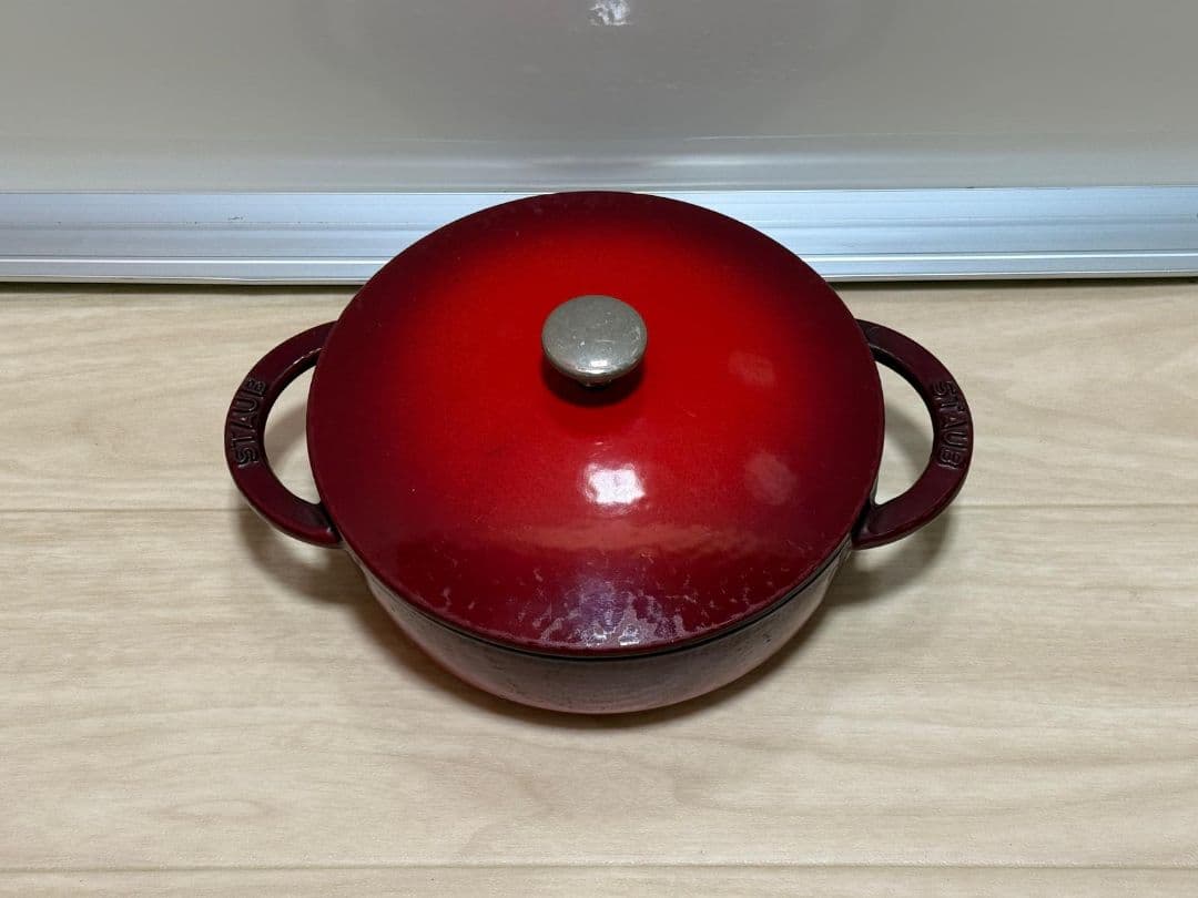 STAUB ホーロー鍋 20cm 赤 中古
