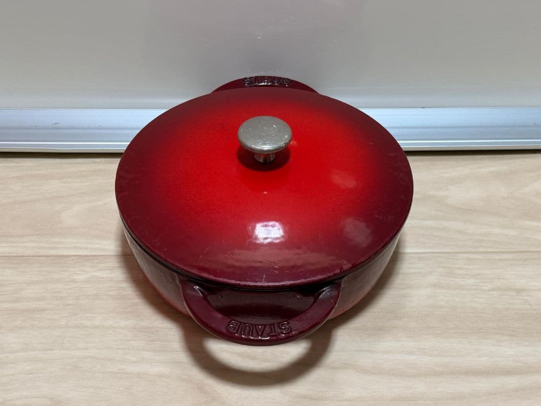 STAUB ホーロー鍋 20cm 赤 中古