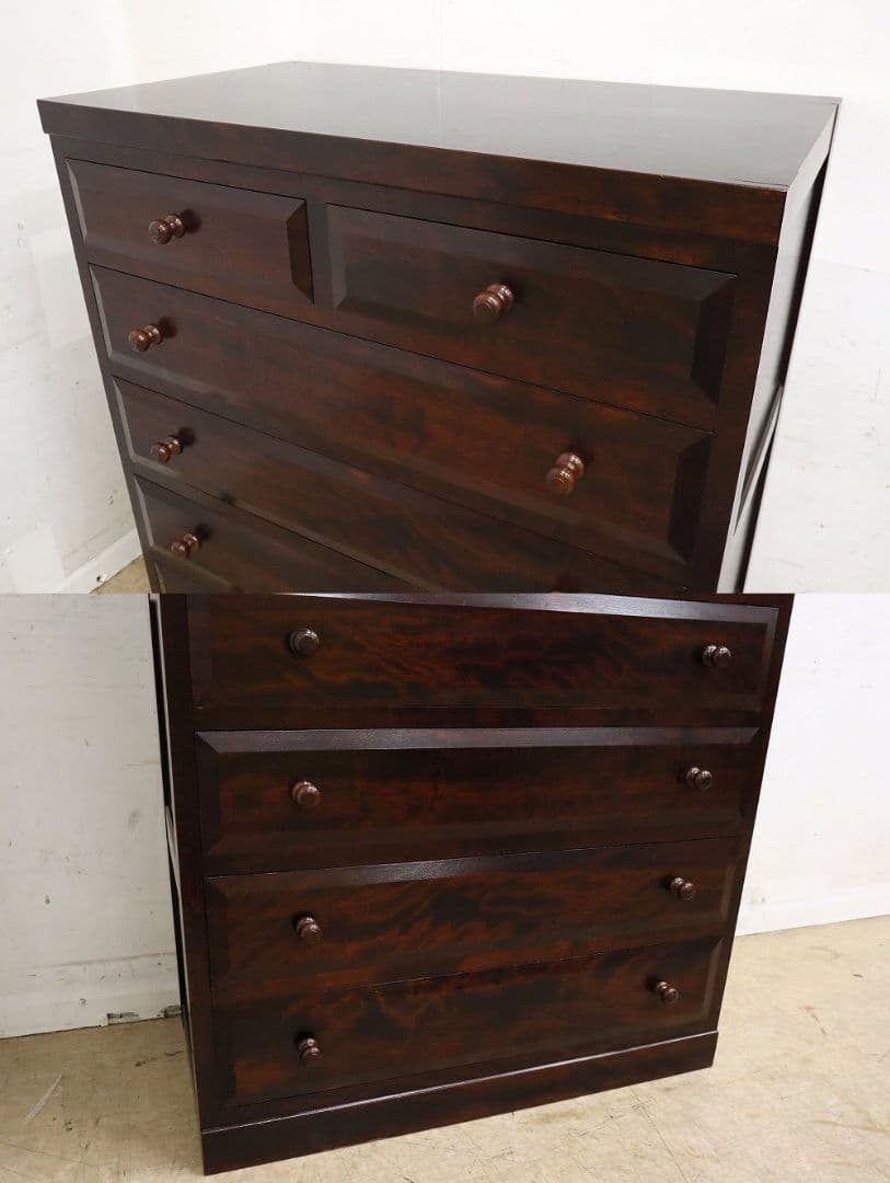 【松本民芸家具】D型6段チェスト・整理箪笥・ミズメザクラ無垢