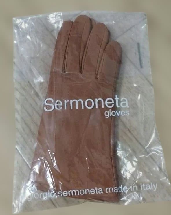 ☆未使用☆Sermoneta gloves 　ブラウン　本革カシミヤ手袋