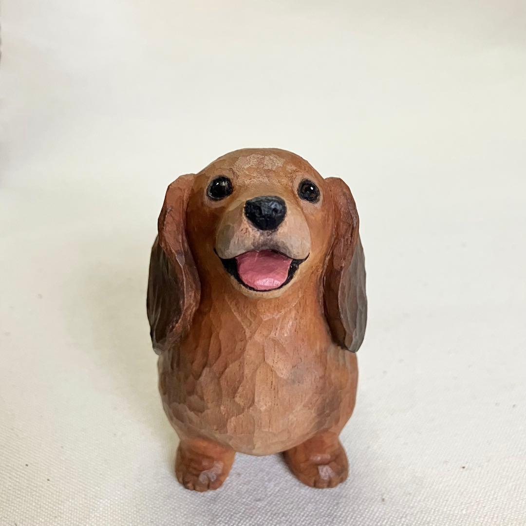 ち*♪様 木彫り　ダックスフント(レッド)