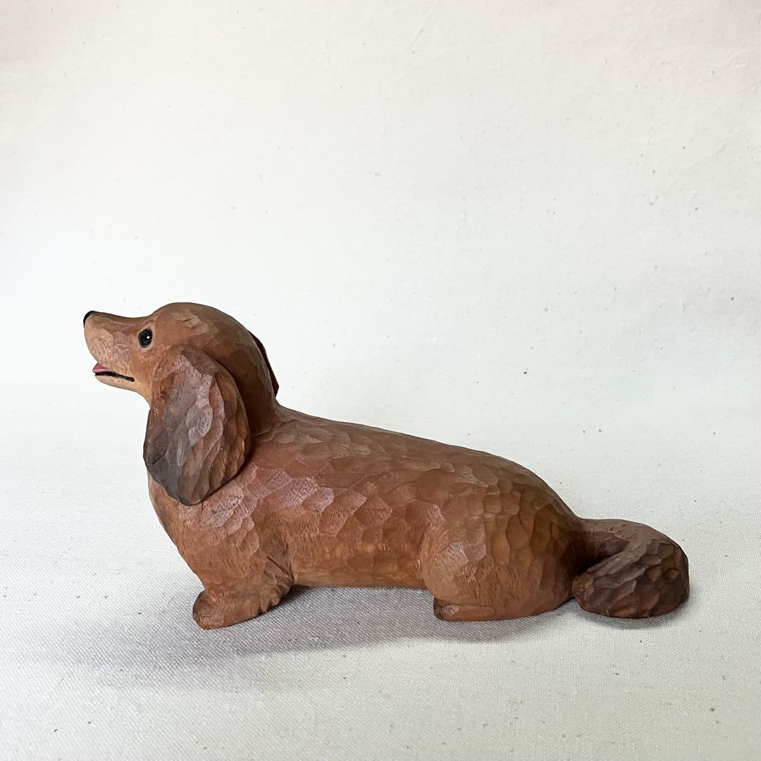 ち*♪様 木彫り　ダックスフント(レッド)