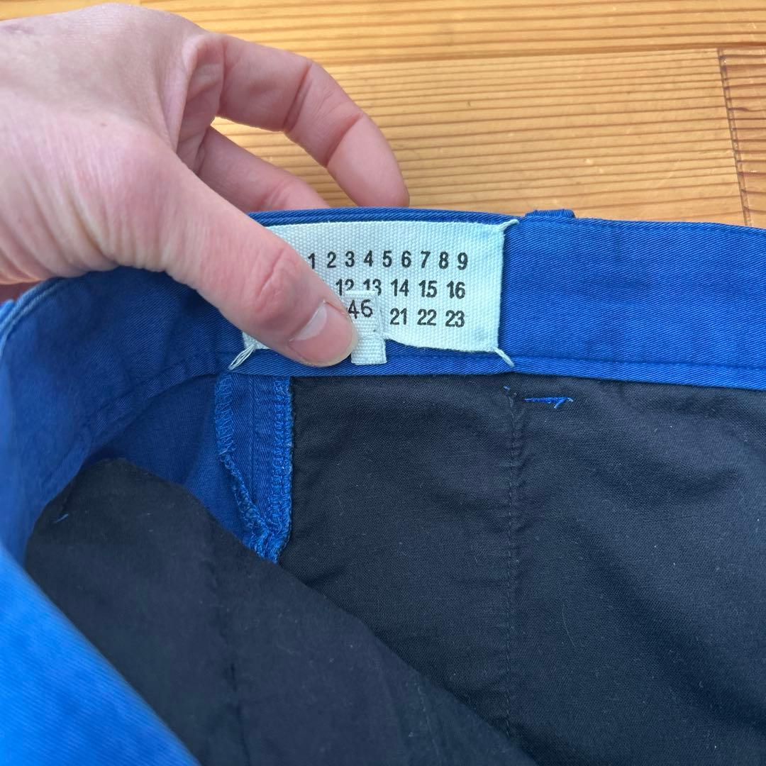 12SS メゾンマルタンマルジェラ　ベルテッドパンツ　青