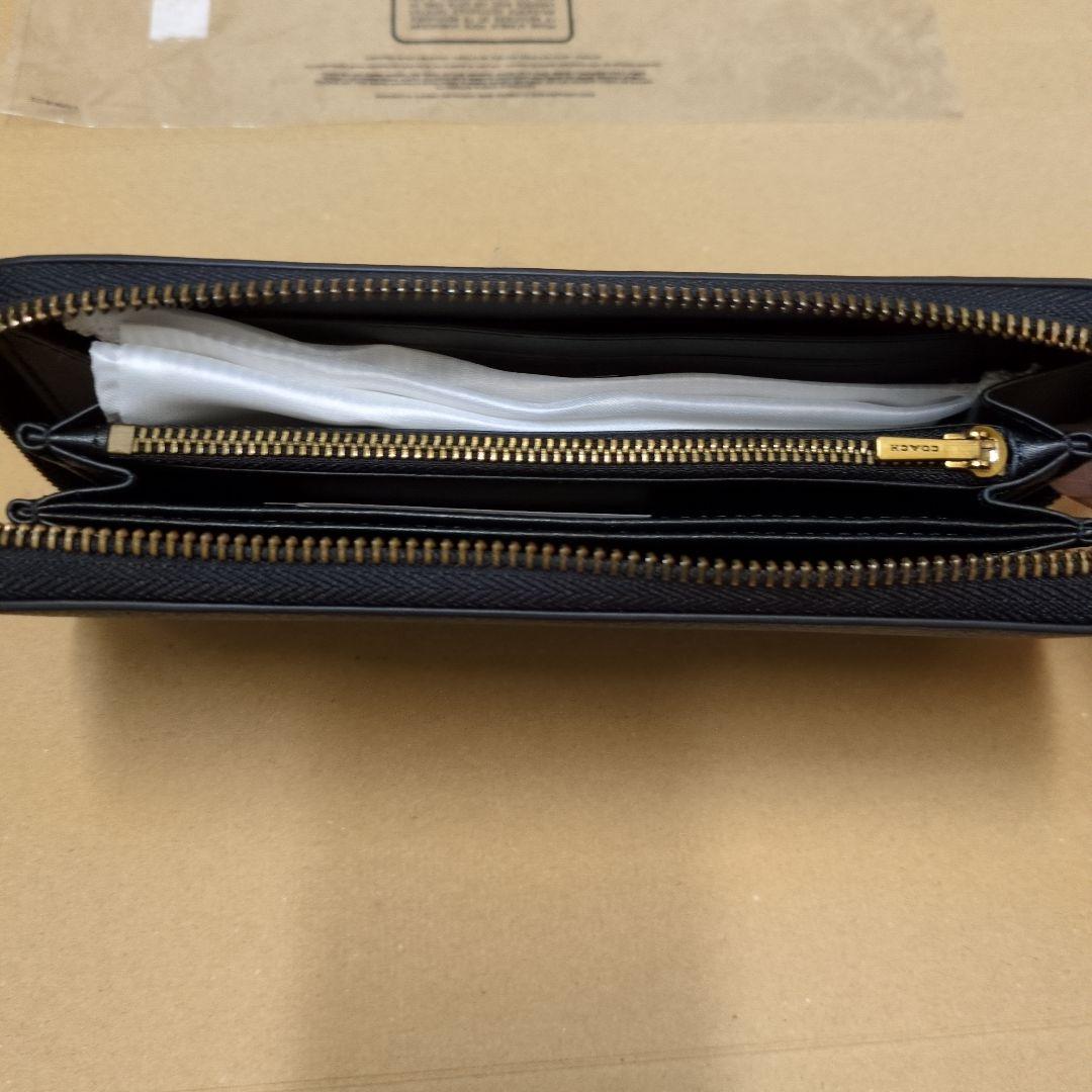 新品未使用、COACHラウンドファスナーロング ブラック 黒 レディース メンズ