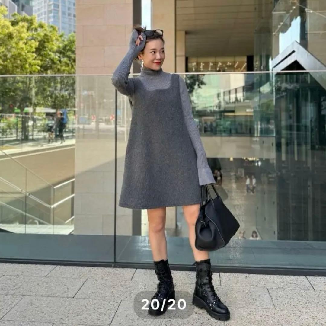 pois ポワ スクエアプードルワンピース　グレー　S 新品タグ付き