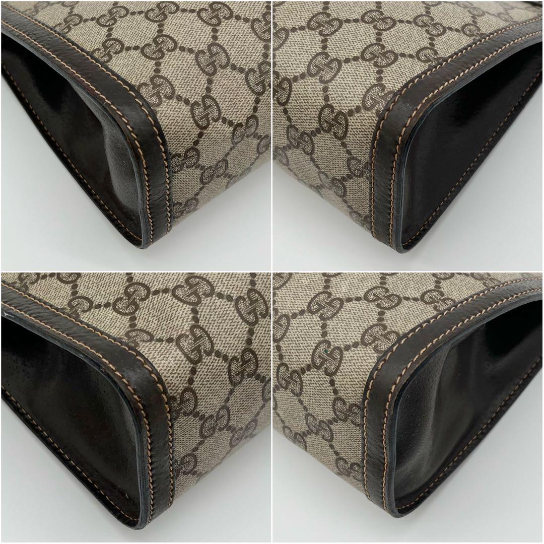 GUCCI クラッチバッグ シェリーライン GG レザー PVC ブラウン