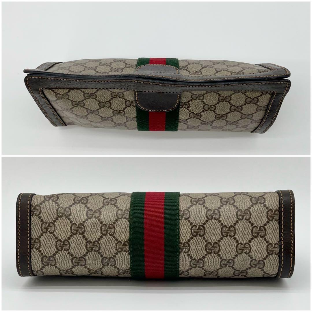 GUCCI クラッチバッグ シェリーライン GG レザー PVC ブラウン