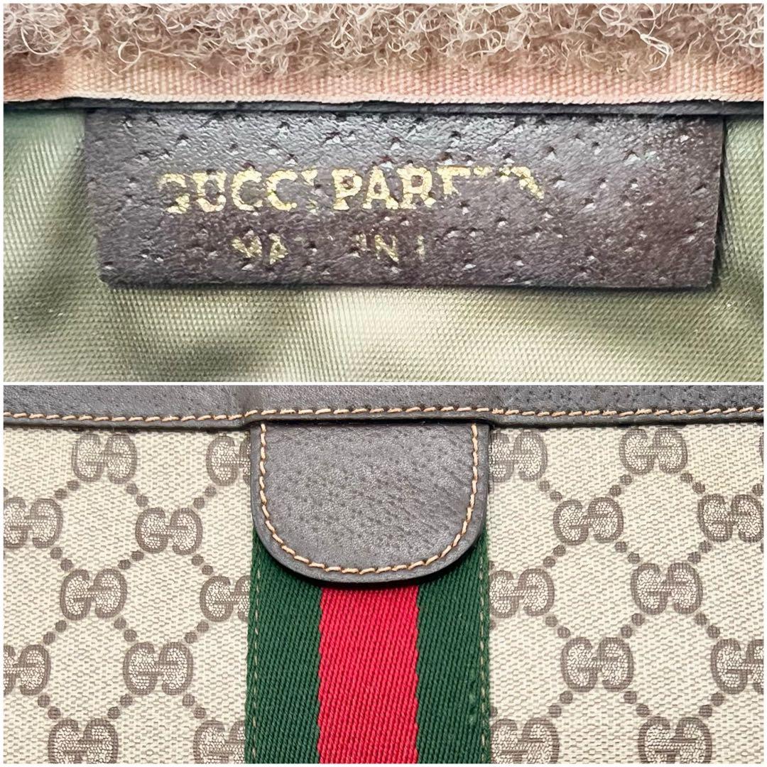 GUCCI クラッチバッグ シェリーライン GG レザー PVC ブラウン