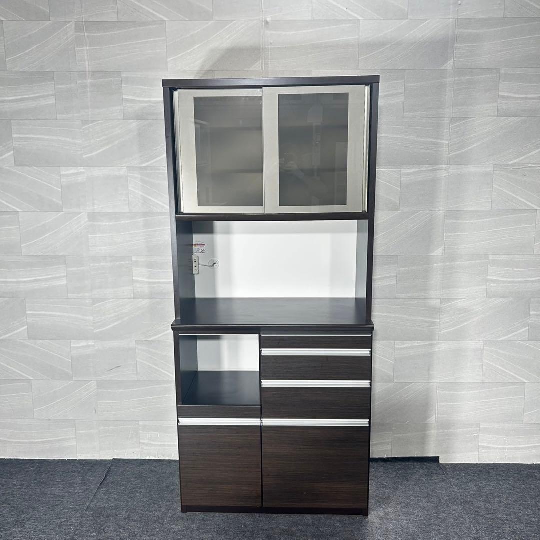 松田家具 食器棚 90cmキッチンボード 国産 シンプル 家具 d4907