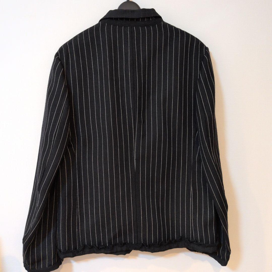コムデギャルソン　ジャケット 黒と白のストライプ　レース縁取りAD2000