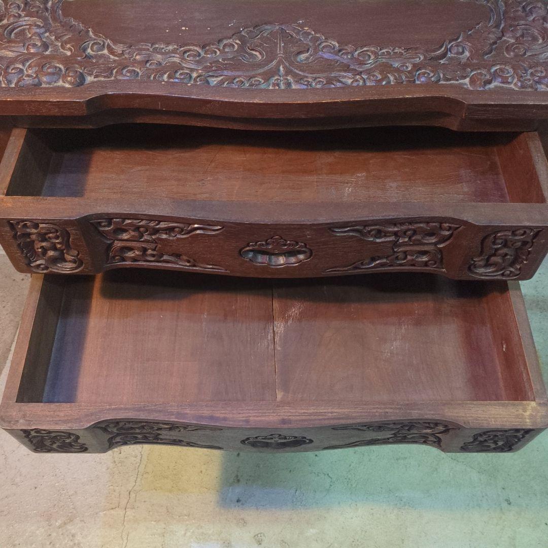 ヴィンテージ 木製彫刻 猫脚 キャビネット ダークブラウン