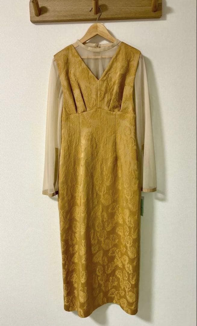 AIMER ジャカードIラインパーティードレス イエロー