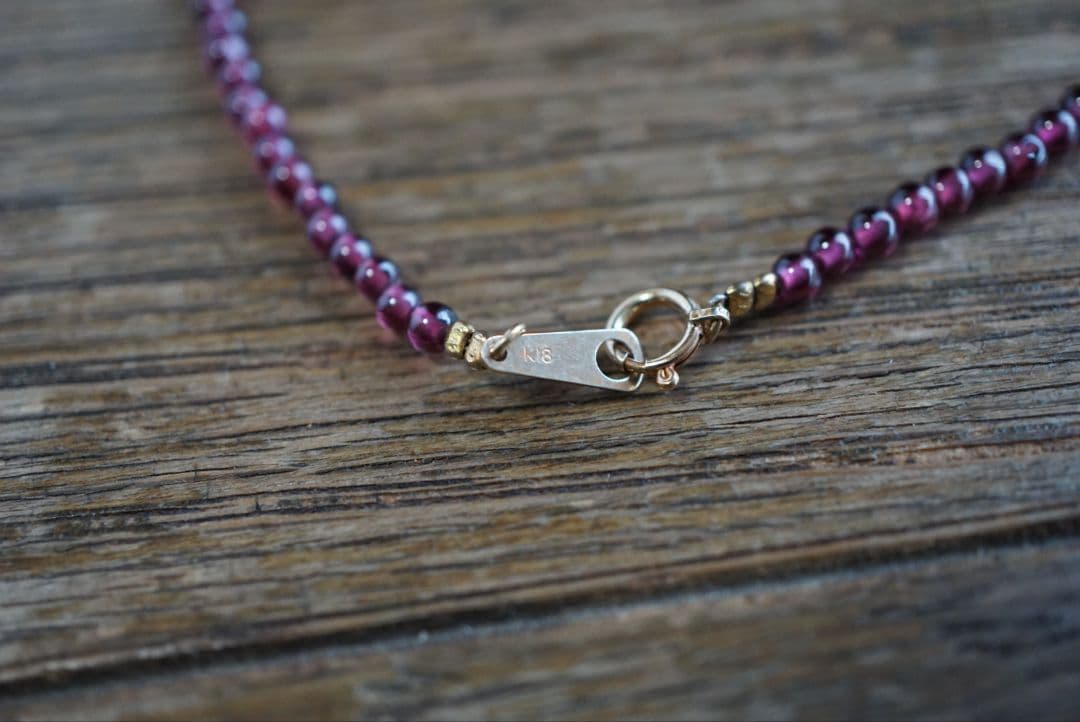 k18 YG18 ゴールド製 ルビー ガーネット トルマリン ネックレス