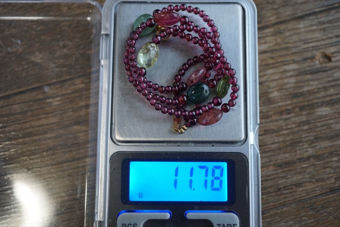 k18 YG18 ゴールド製 ルビー ガーネット トルマリン ネックレス