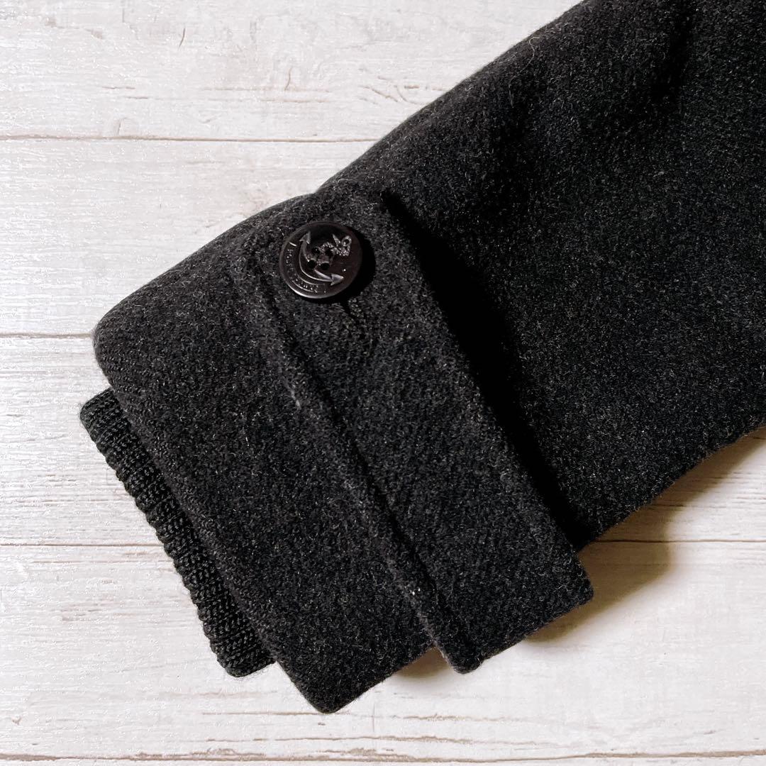 ピーコート ウール 厚手 ダークグレー 黒 平成ギャルy2k グランジ パンク