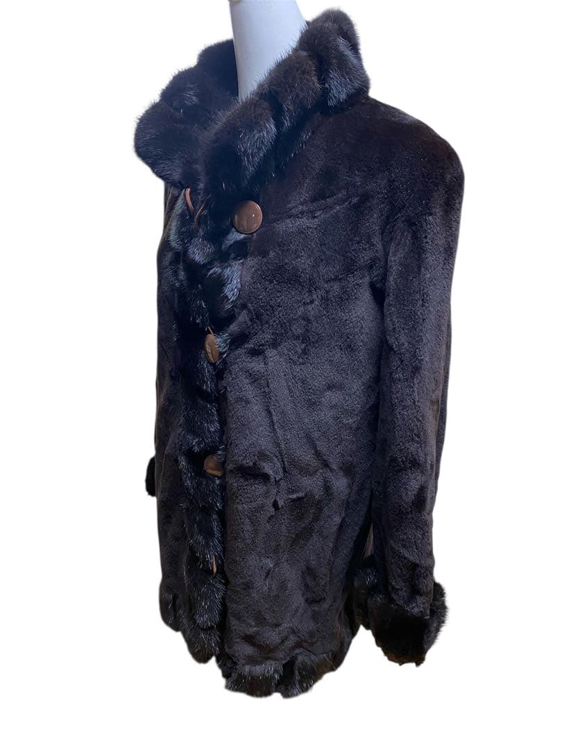 シェアードミンク リバーシブルファーコート ダークブラウン