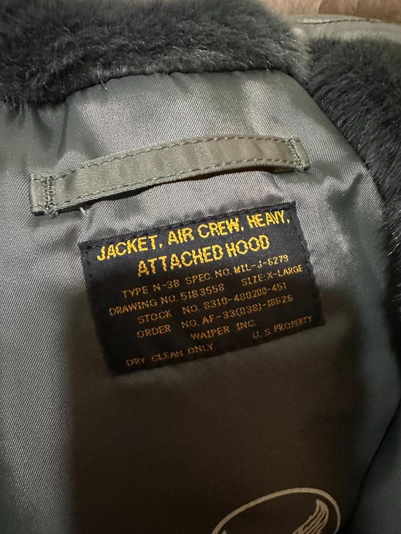 【美品】WAIPER / N-3Bフライトジャケット / リアルファー＆日本製