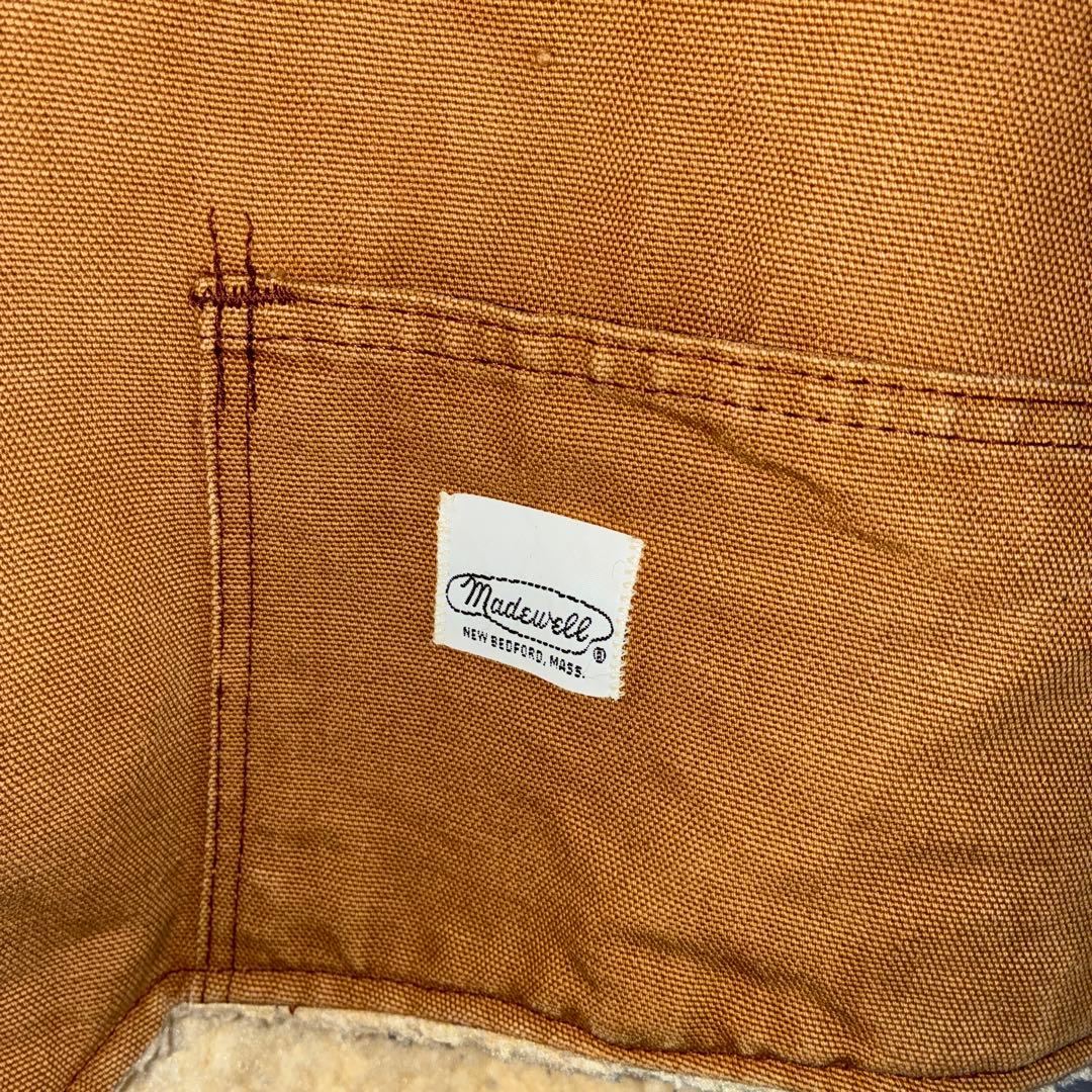 80s Madewell ダック地ワークベスト ボアベスト L キャメルブラウン