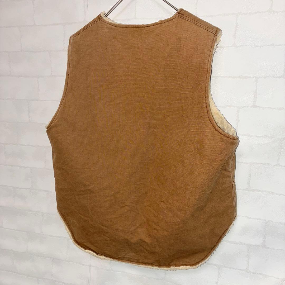 80s Madewell ダック地ワークベスト ボアベスト L キャメルブラウン