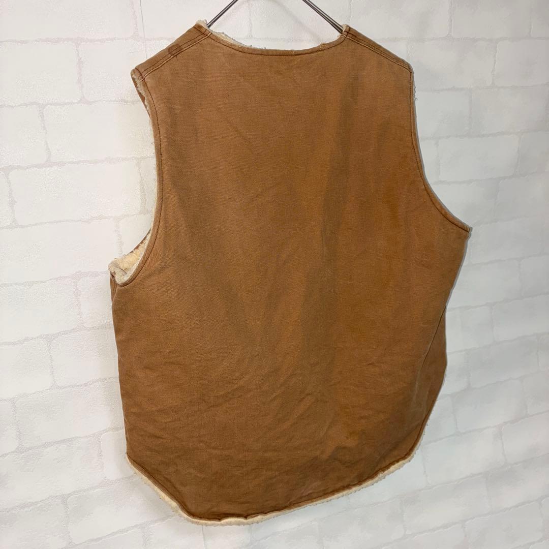 80s Madewell ダック地ワークベスト ボアベスト L キャメルブラウン