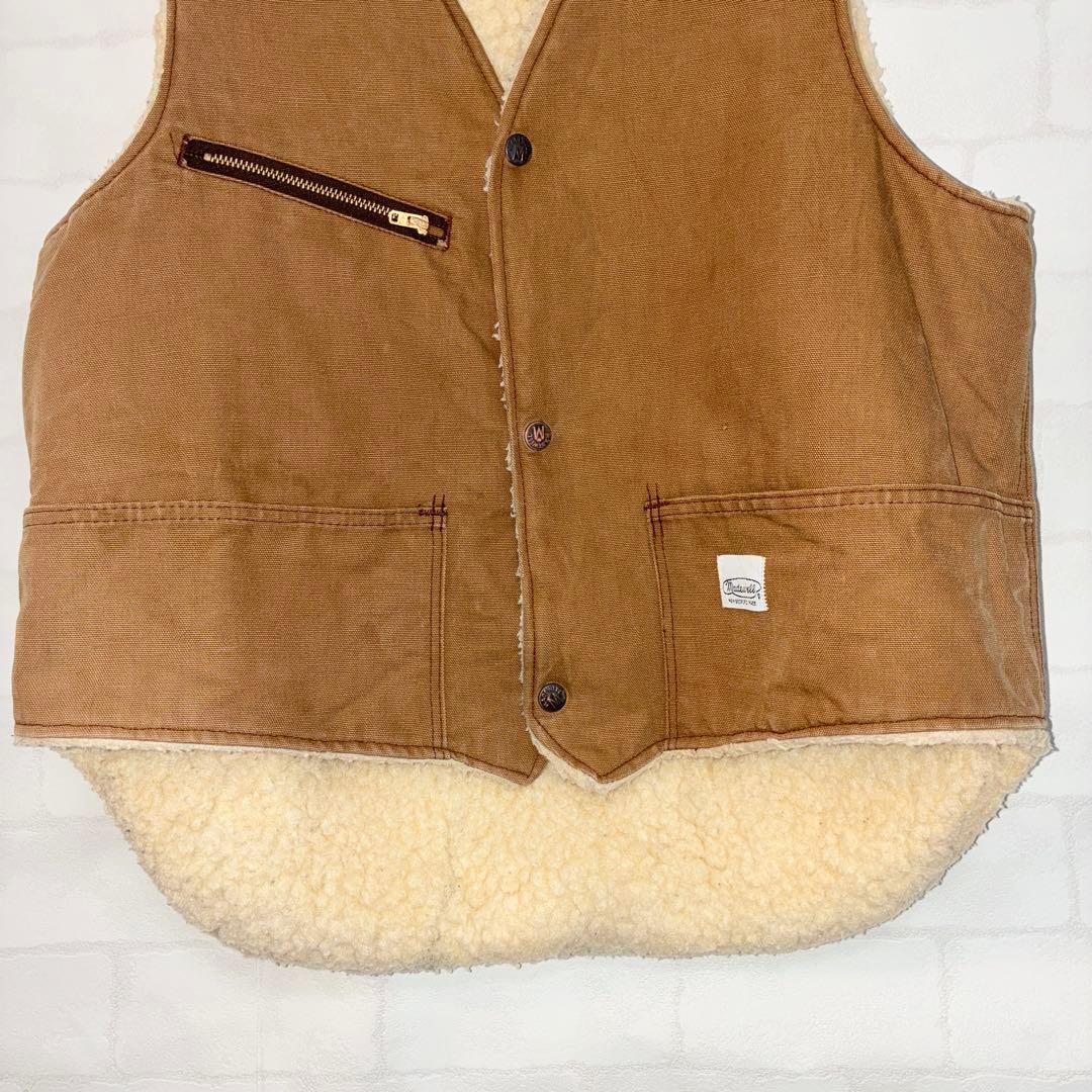 80s Madewell ダック地ワークベスト ボアベスト L キャメルブラウン