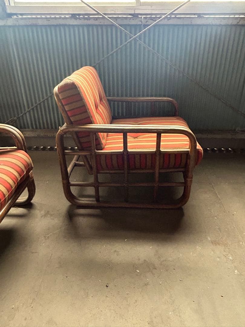 ラタン　ソファセット　籐　ミッドセンチュリー