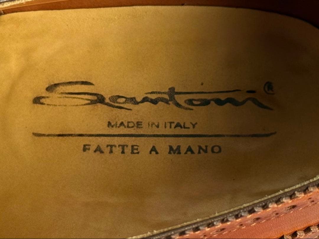 サントーニ　ウイングチップ　レザーシューズ　サイズ7.5　ブラウン　フルブローグ