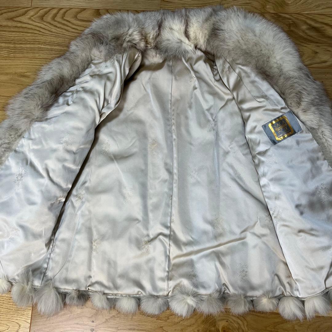 金タグ サガフォックス もこもこボリューム◎ブルーフォックス リアルファーコート