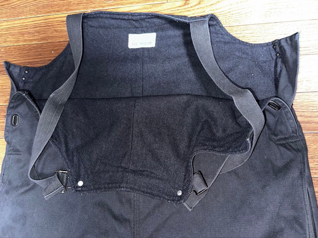 U.S. NAVY 黒オーバーオール M デッキパンツ　フック　ミリタリーパンツ