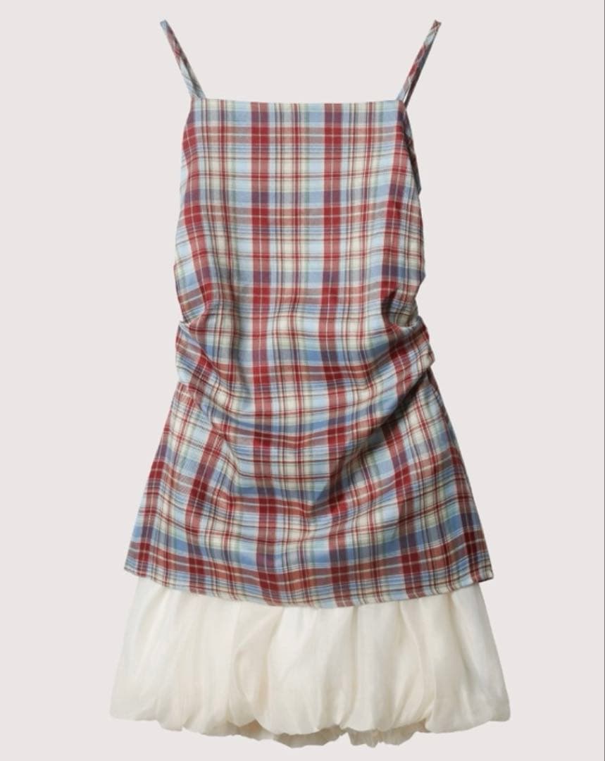 LA POMME petit レッドチェック柄パフキャミワンピース