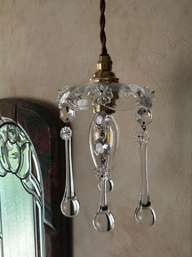 1920年代 フランス アンティーク 雨に濡れた可愛いお花のミニシャンデリア＊