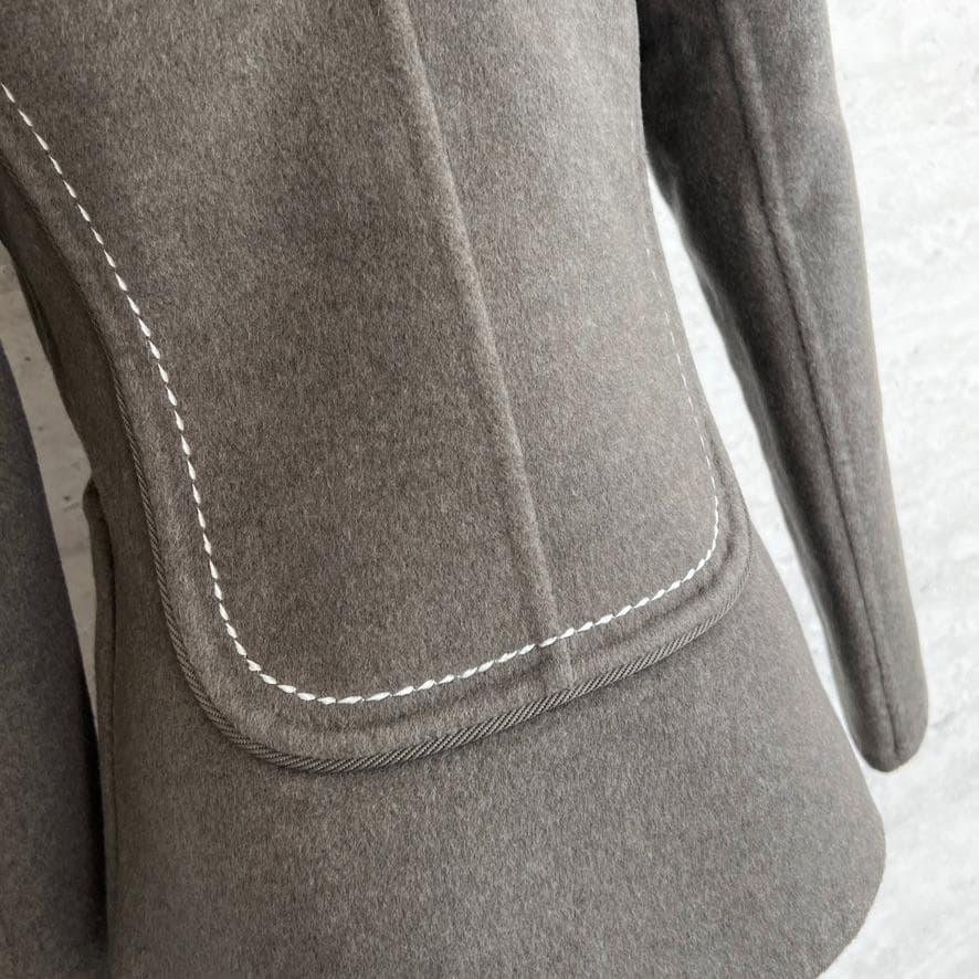 極美品★HERMES★カシミヤダブルフェイス★ステッチ★ジャケット