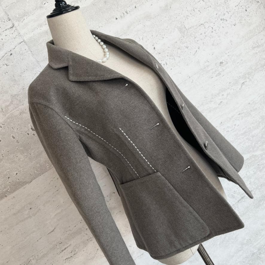 極美品★HERMES★カシミヤダブルフェイス★ステッチ★ジャケット