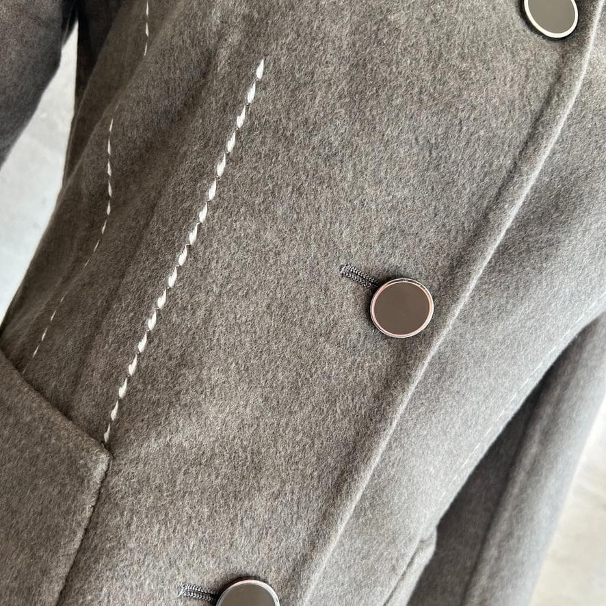 極美品★HERMES★カシミヤダブルフェイス★ステッチ★ジャケット