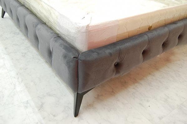 大阪府内限定　ダブルベッド マットレス付き モケット ベロア グレー