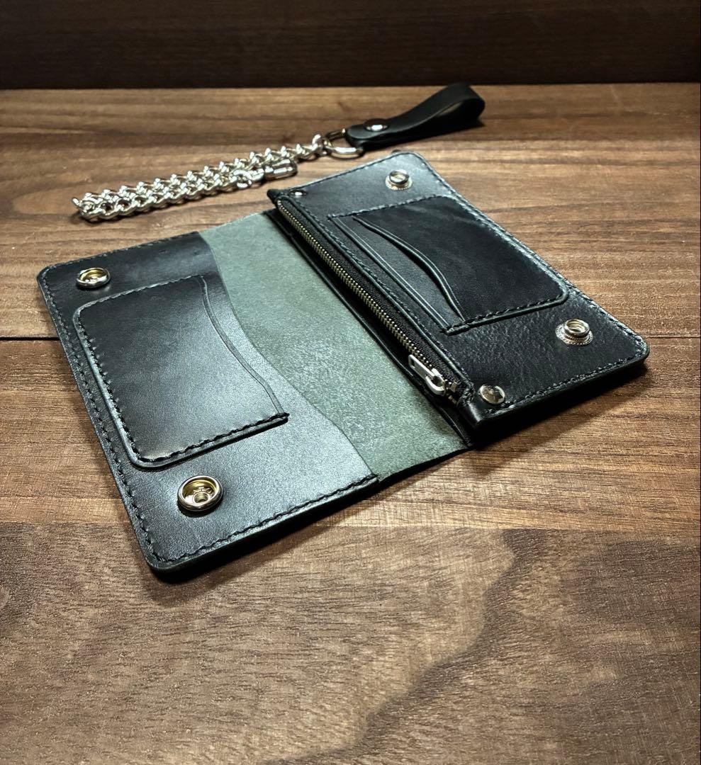 本革牛革ロングトラッカーウォレット
