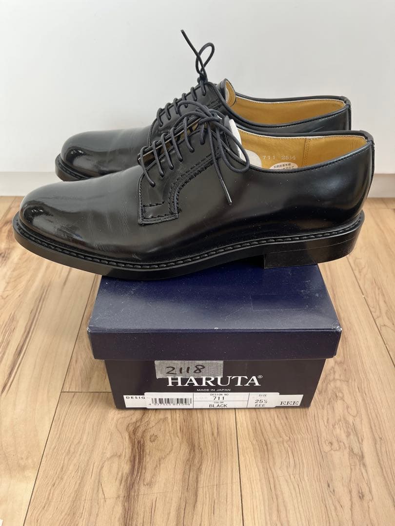 ハルタ 711 レースアップシューズ プレーントゥ 本革 幅広