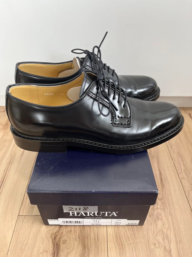 ハルタ 711 レースアップシューズ プレーントゥ 本革 幅広