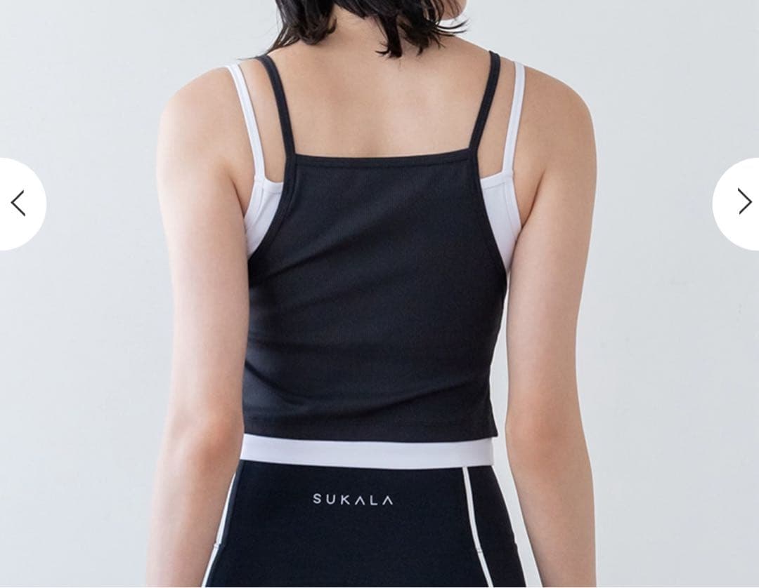 【SUKALA】リブコンビショートタンクトップ　ブラックXS