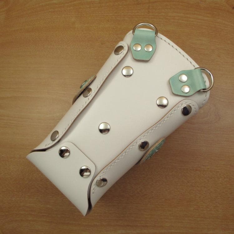 ホワイト＆空色　６丁差し　本革シザーケース　SCA-45/CWA