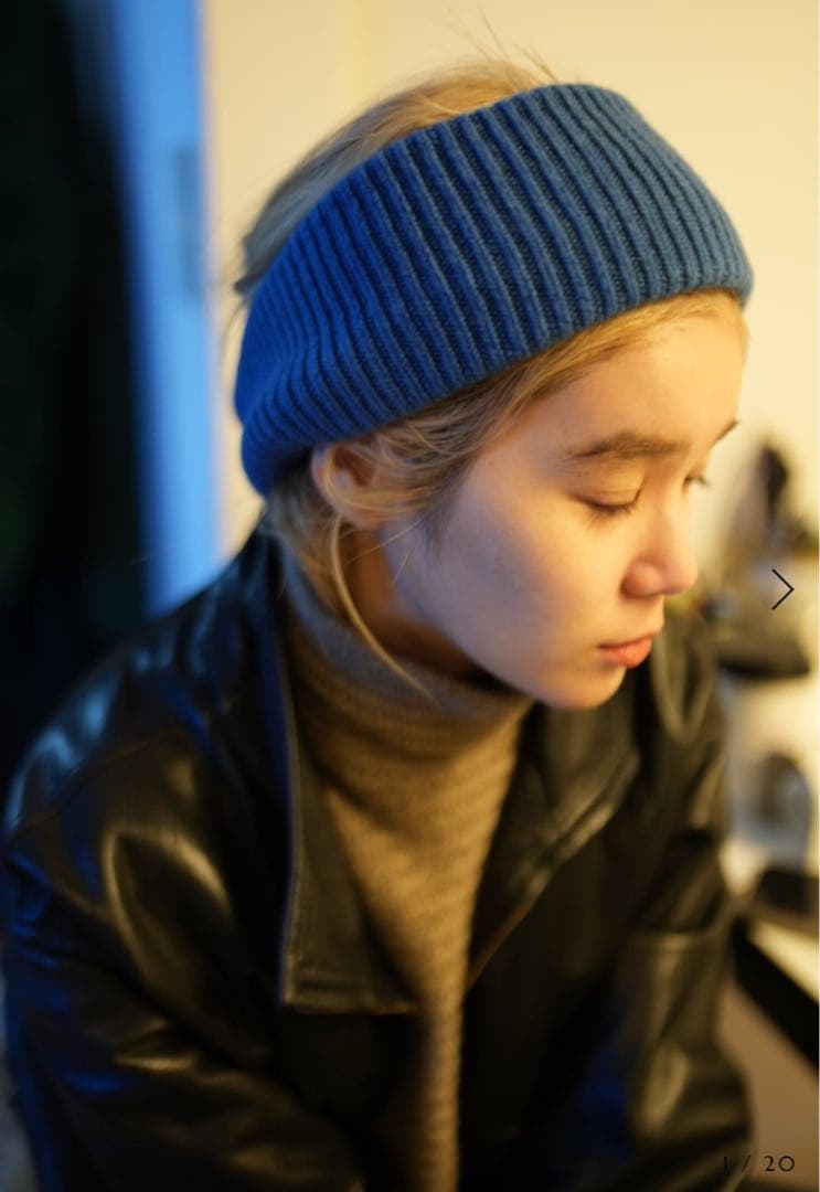 moontreeplanet ニットターバン　ブルー