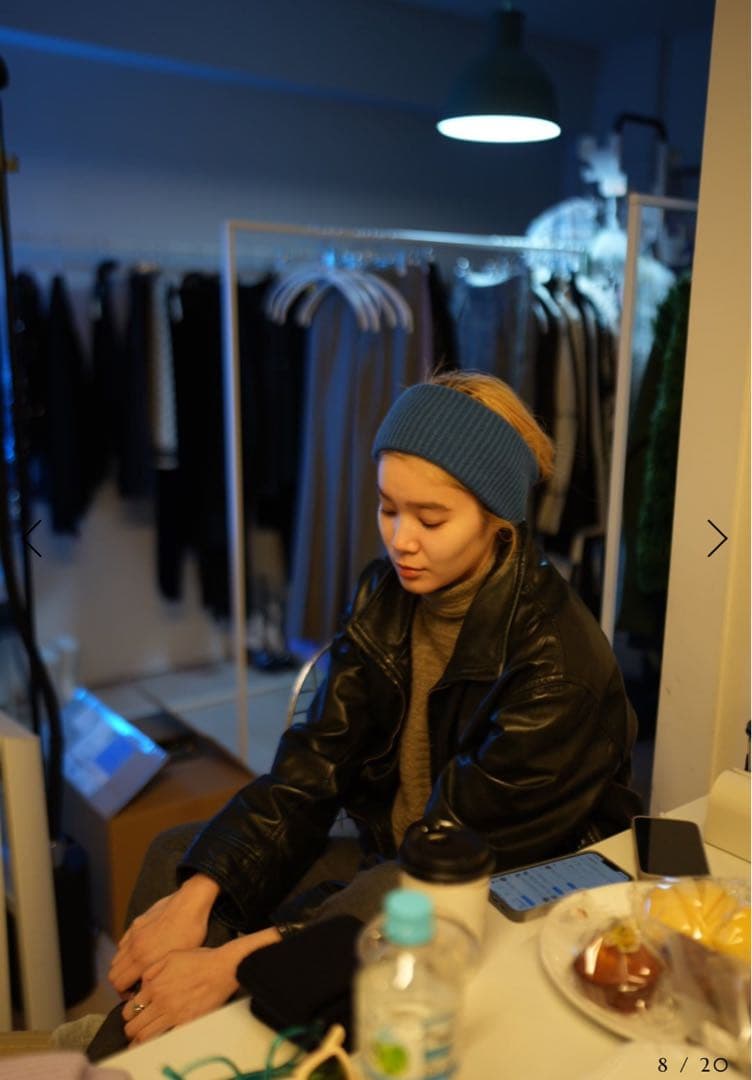 moontreeplanet ニットターバン　ブルー