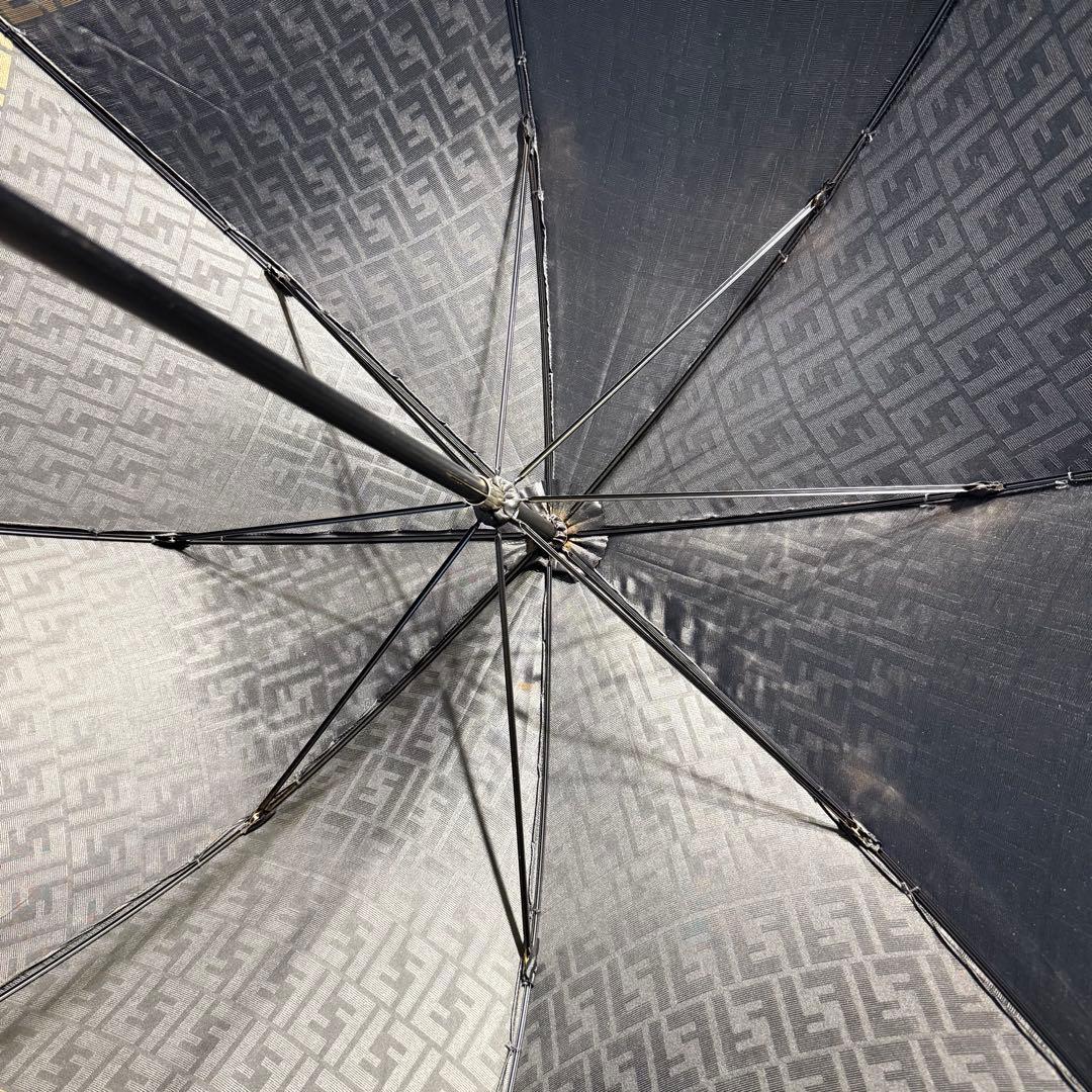 美品☆FENDI 長傘 雨傘 ズッカ柄 人気カラー FF ブラック 全長90cm