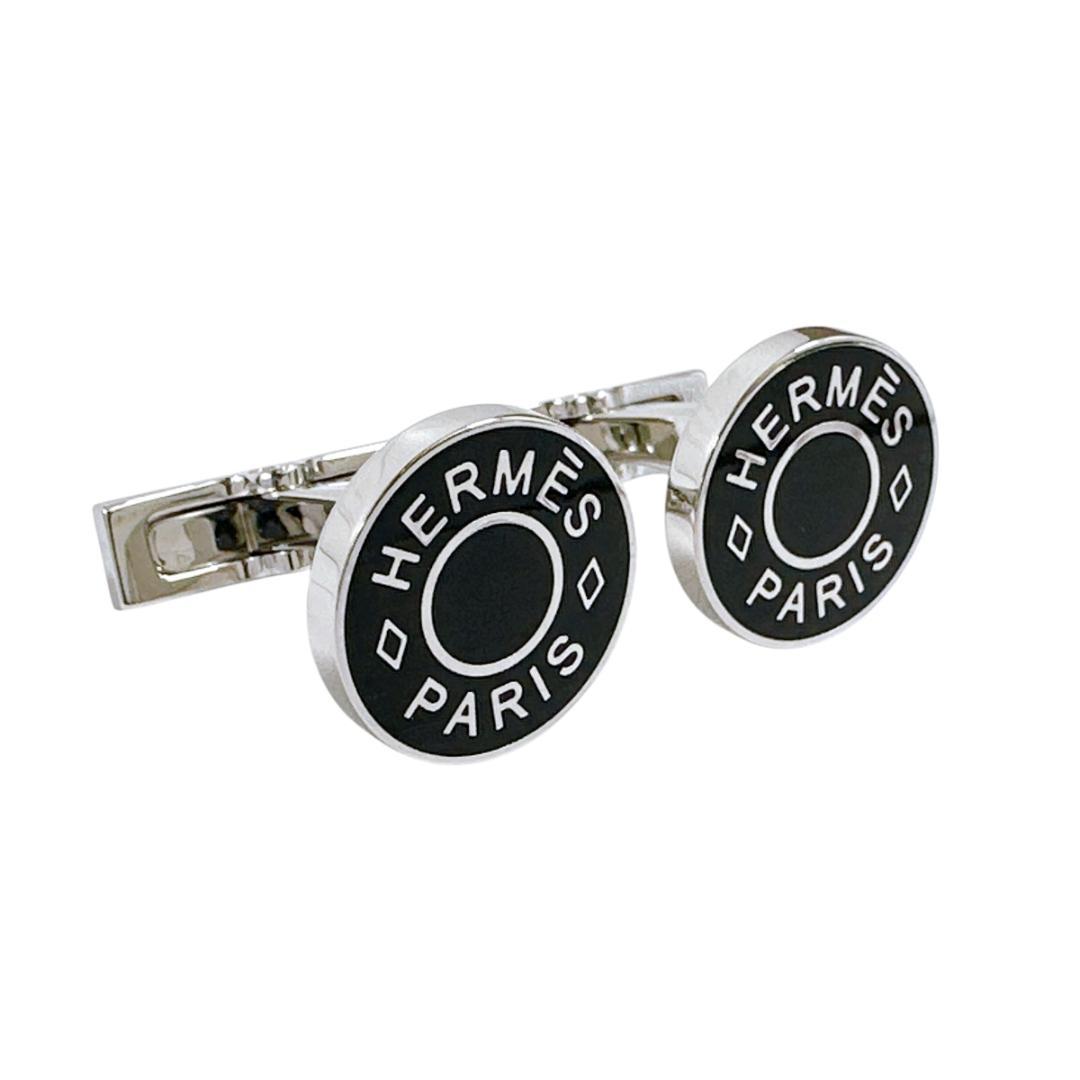 HERMES エルメス カフリンクス カフス リコル 2 ブラック シルバー