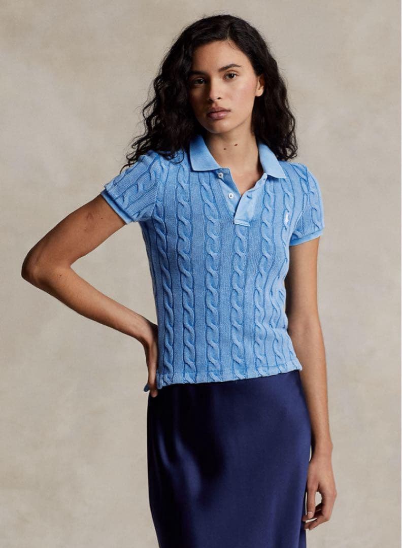 美品POLO RALPH LAURENラルフローレン ケーブルニット ポロシャツ