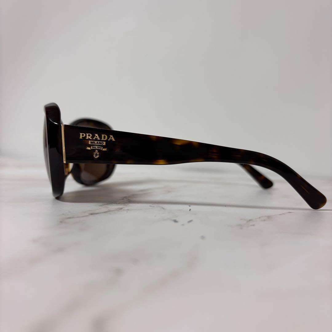 【超美品】 プラダ サングラス ゴールドロゴ ブラウン イタリア産 べっ甲風