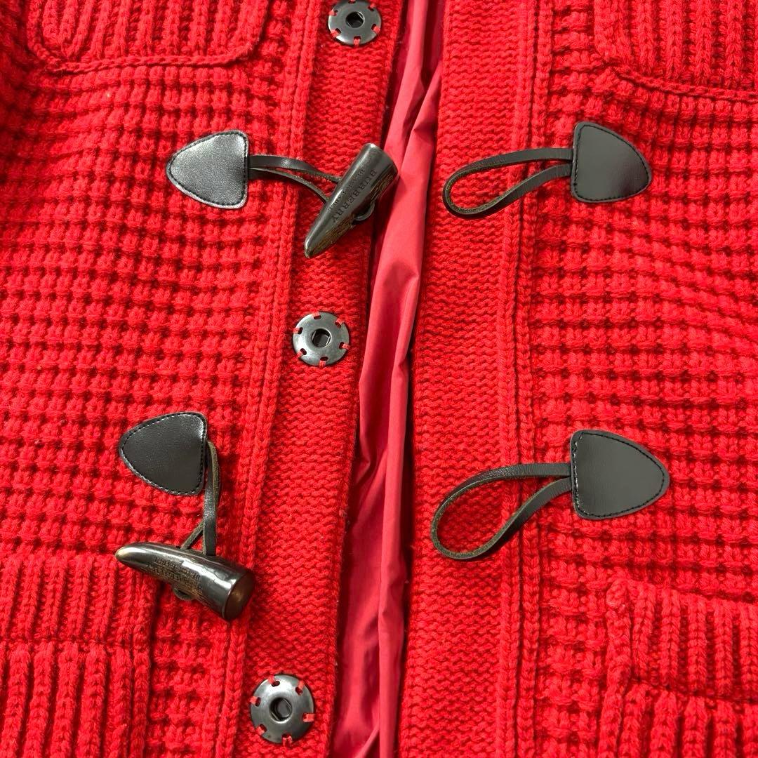 バーバリーブラックレーベル フード付き赤ニット ダッフルコート M 2way