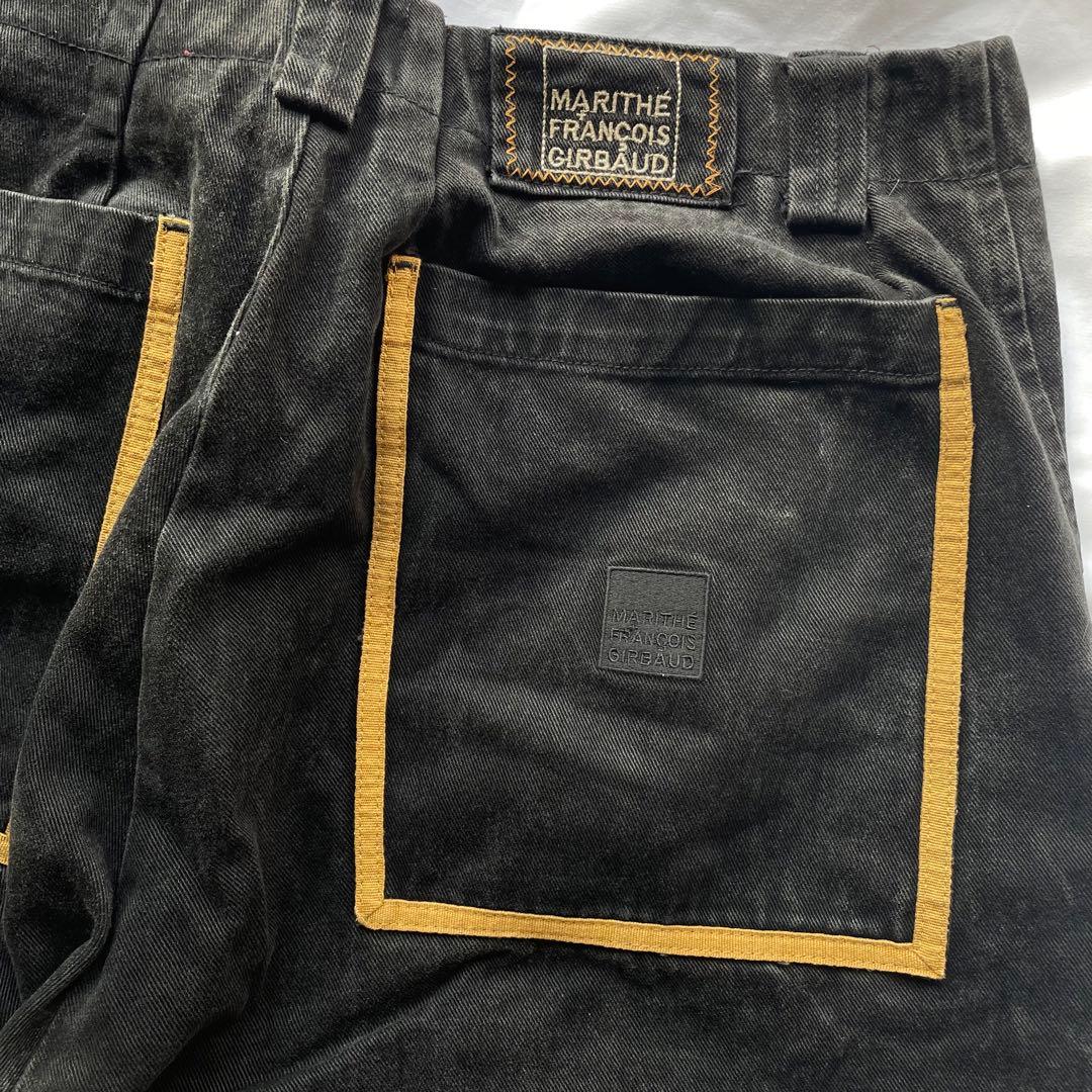 90s マリテフランソワジルボー シャトルパンツ ブラック × イエロー 42M