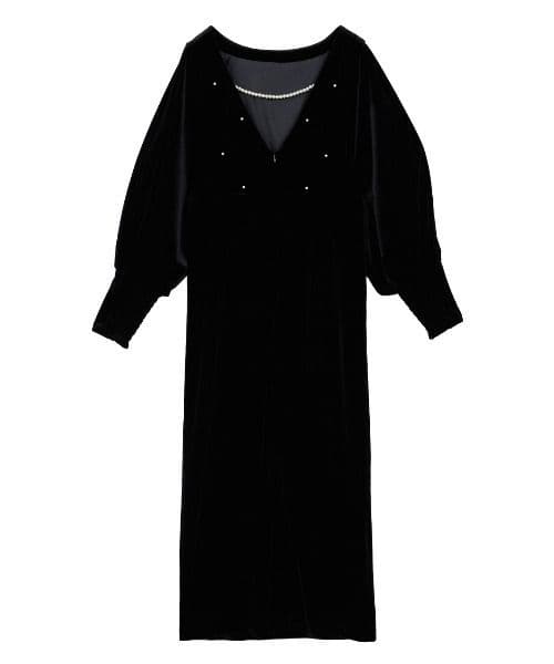 Ameri♡ BACK OPEN PEARL VELOUR DRESS